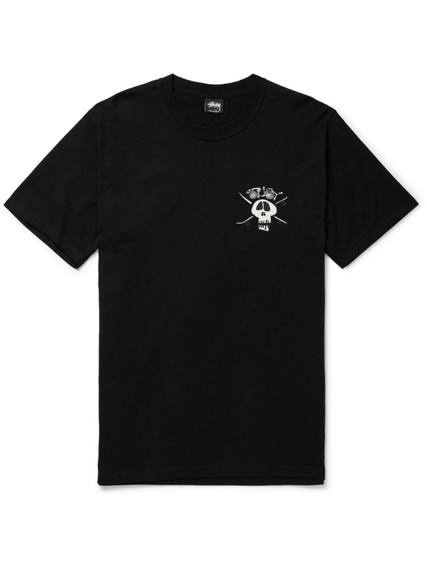 Photo: Stussy - Surf Skate Skull Printed Cotton-Jersey T-Shirt - Black
