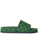 GUCCI - Logo-Jacquard Canvas Slides - Green