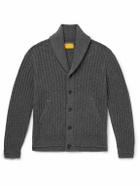 Guest In Residence - Shawl-Collar Ribbed Cashmere Cardigan - Gray