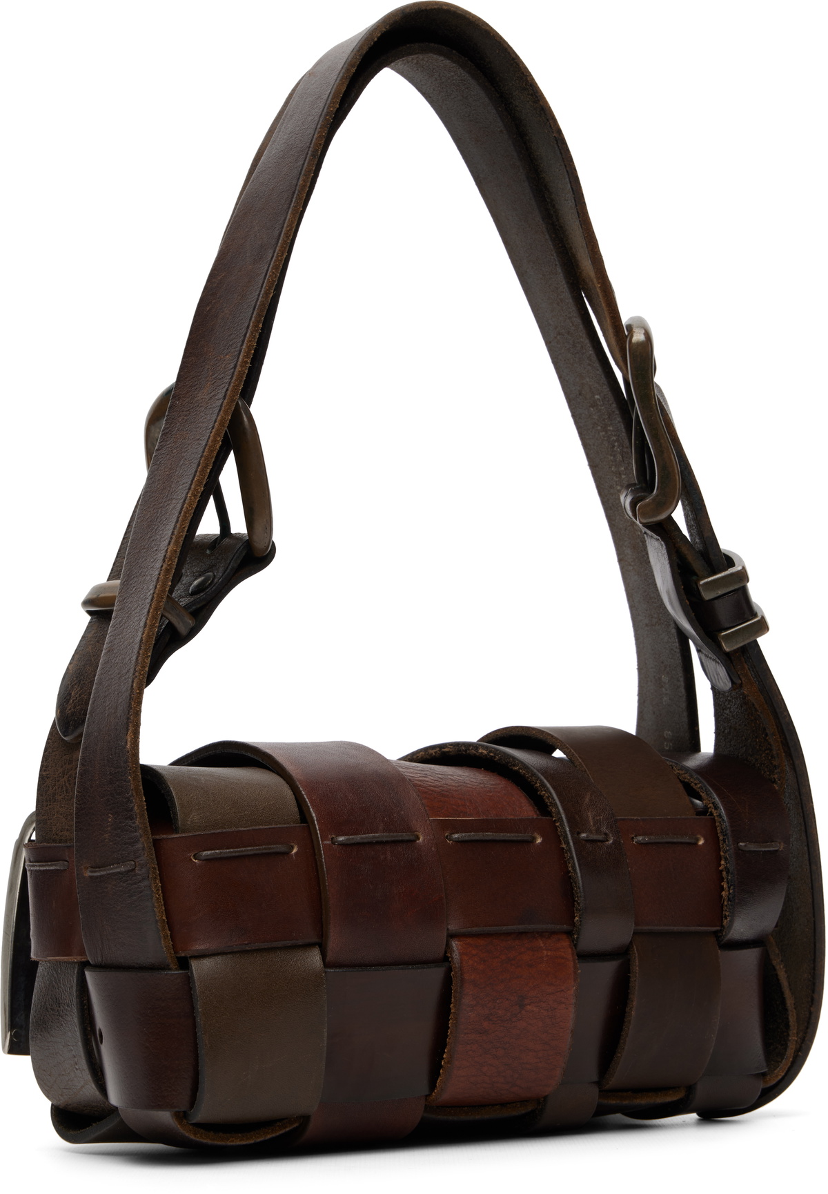 HODAKOVA Brown Buckle Baguette Bag