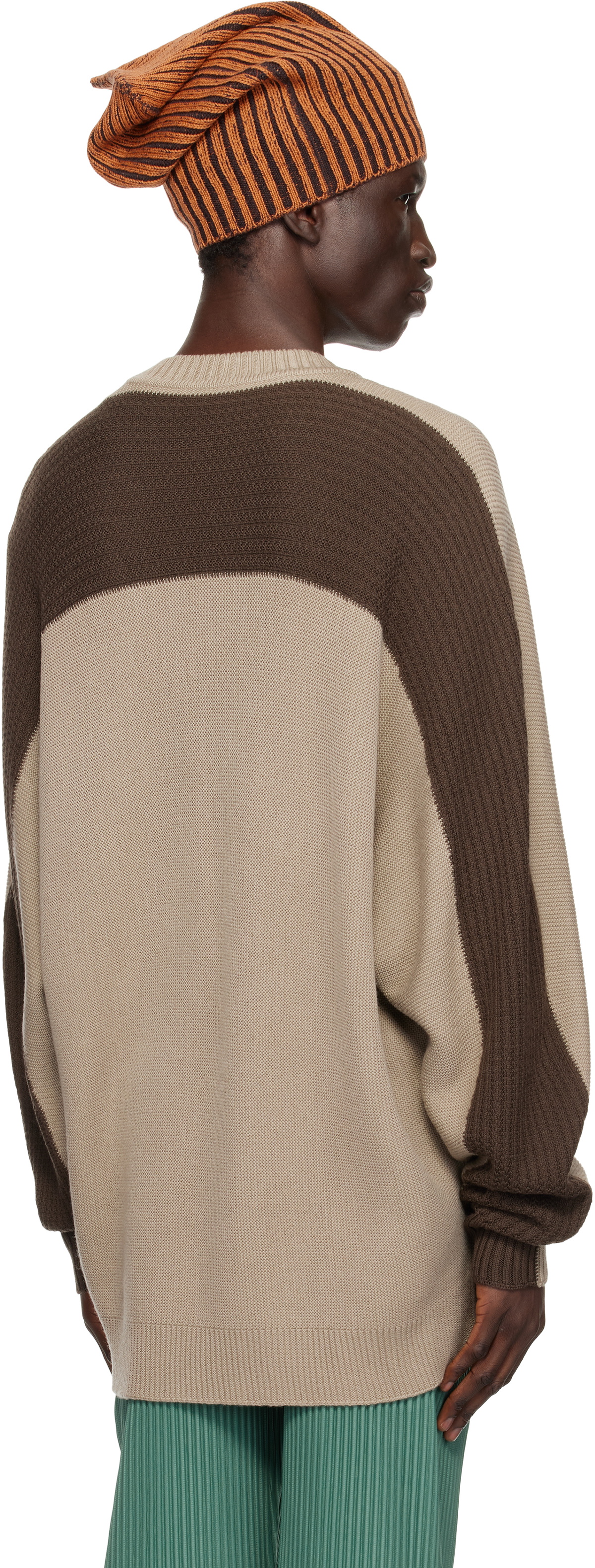 HOMME PLISSÉ ISSEY MIYAKE Taupe Drawing Knit Sweater Homme Plisse