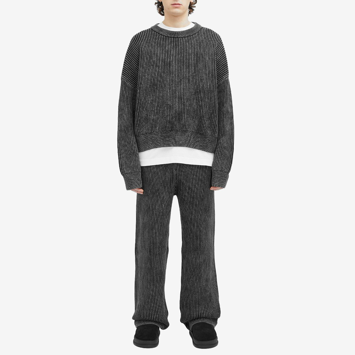 Cole Buxton Men's Acid Wash Knit Sweatshirt in Black Cole Buxton