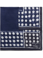 Kingsman - Drake's Logo-Print Polka-Dot Cotton and Silk-Blend Pocket Square