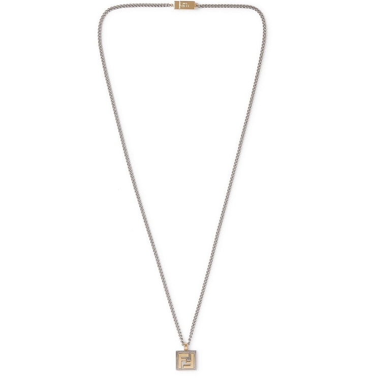 Photo: Fendi - Logo-Embossed Palladium-Plated and Gold-Tone Necklace - Silver