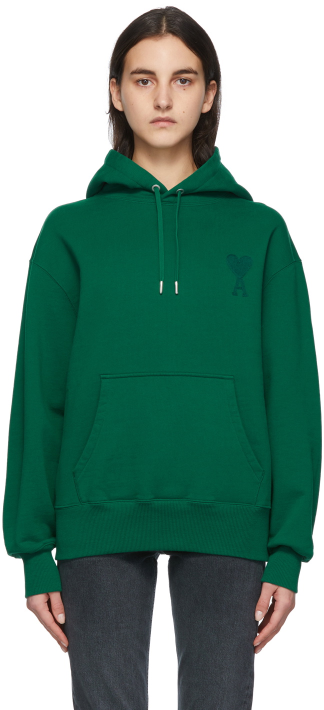 AMI Paris Green Ami De Cœur Hoodie AMI