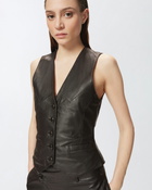 Pinko Reimagine By Pinko X Patrick Mc Dowell Leather Waistcoat Deep Brown
