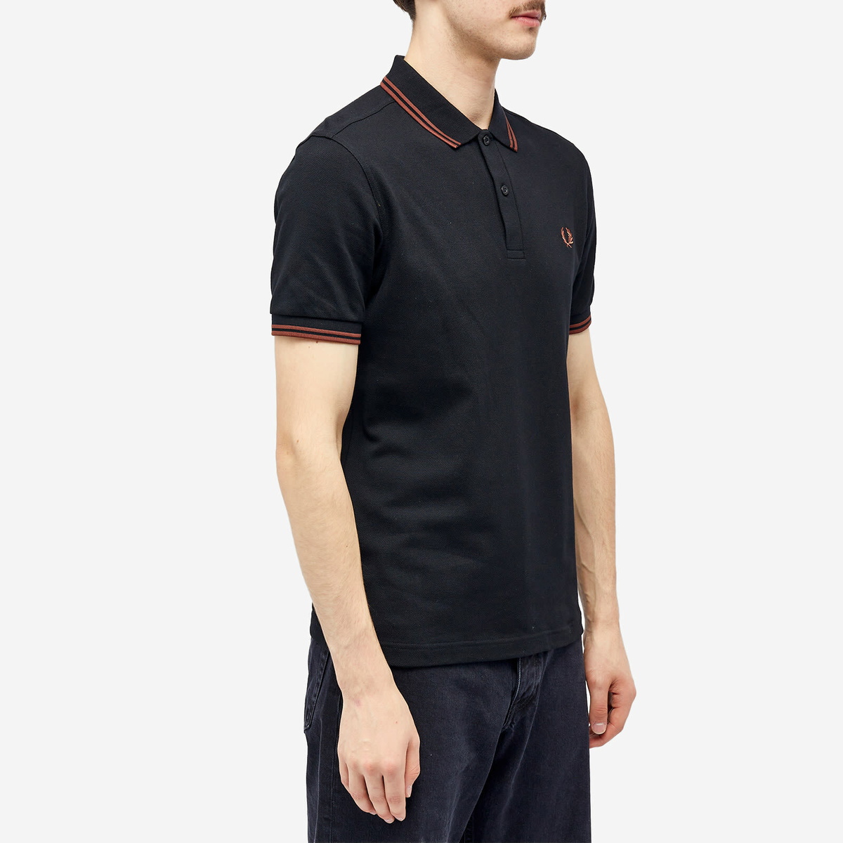 Fred Perry Men's Twin Tipped Polo Shirt in Black/Whisky Brown