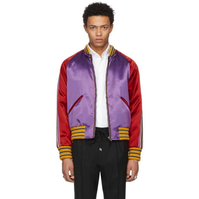 Photo: Gucci Purple Blind For Love Tiger Bomber Jacket