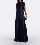 Erdem Draped embellished satin cady gown