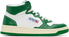 AUTRY Green & White Medalist Mid Sneakers