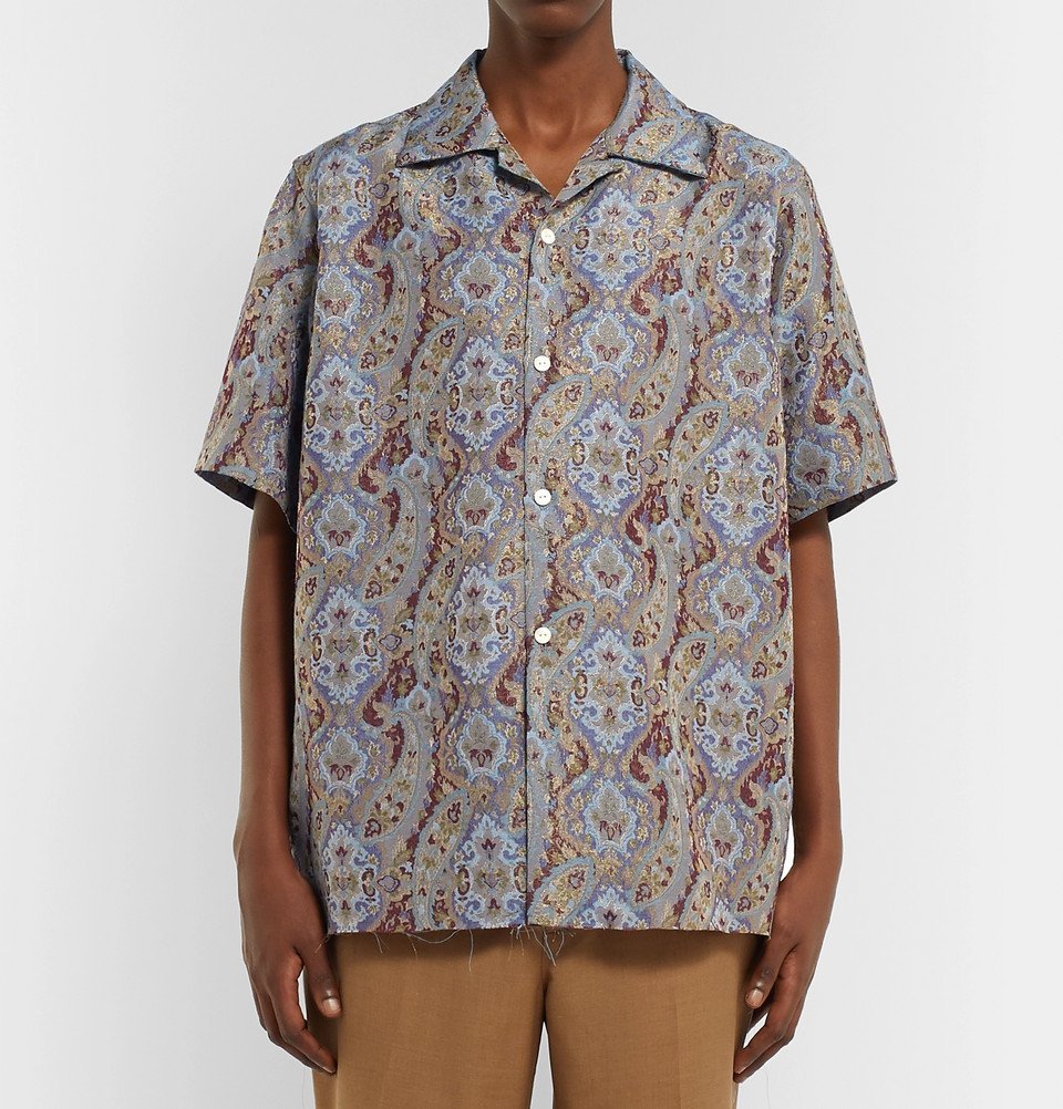 Needles - Camp-Collar Paisley Jacquard Shirt - Blue Needles