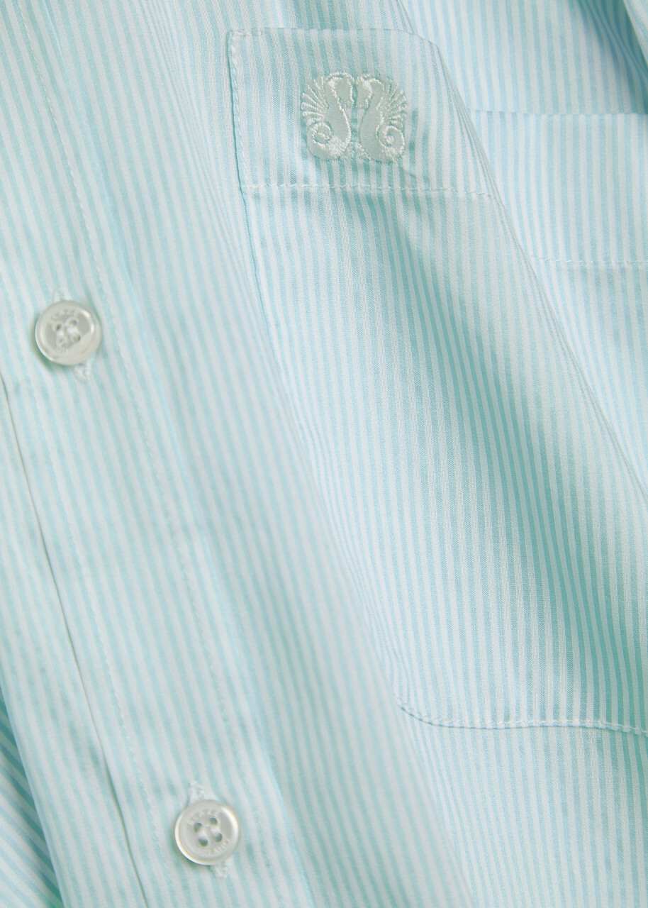 Blaze Milano Anabas Pinstripe Silk and Cotton-blend Shirt Light Blue