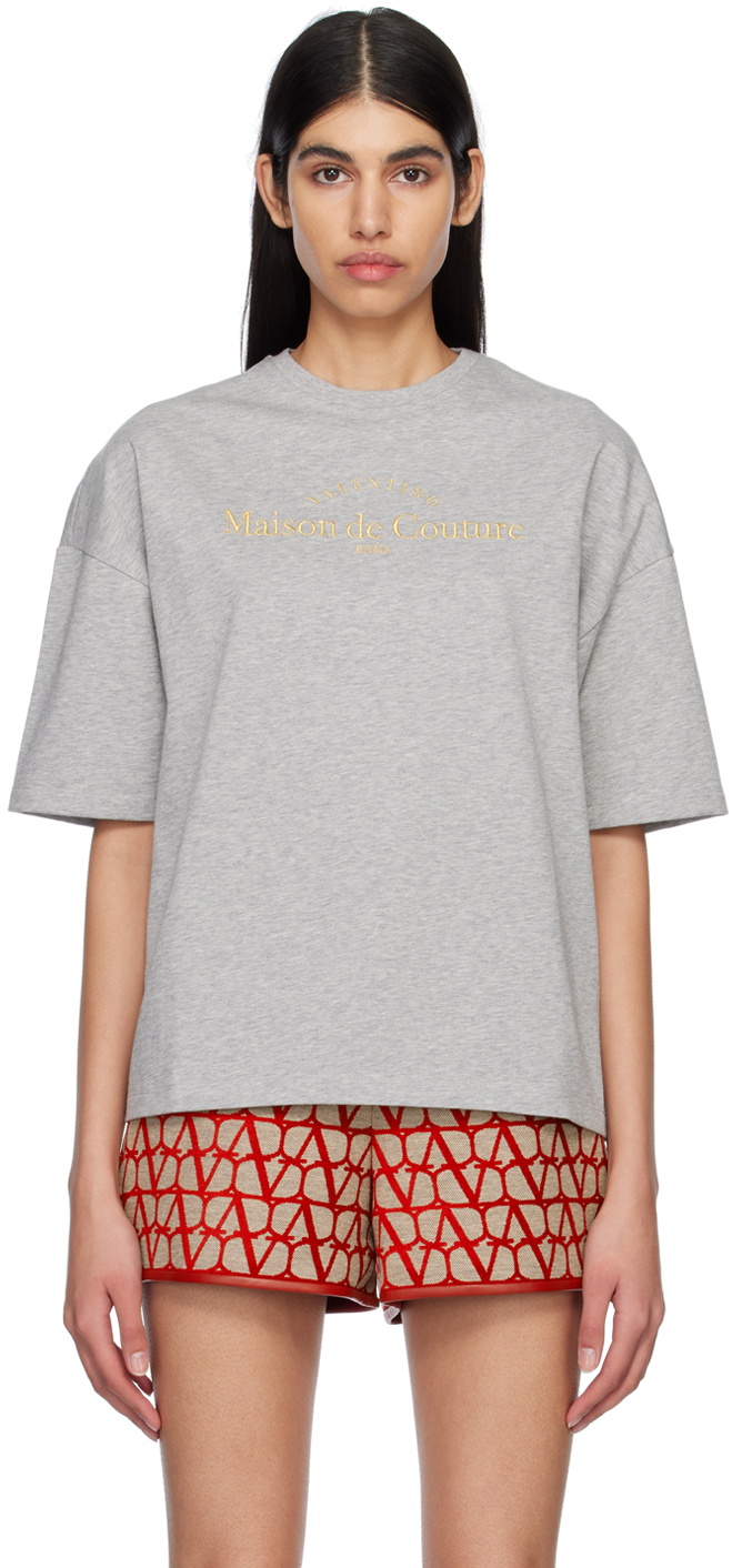 Valentino Gray Embroidered T-Shirt Valentino