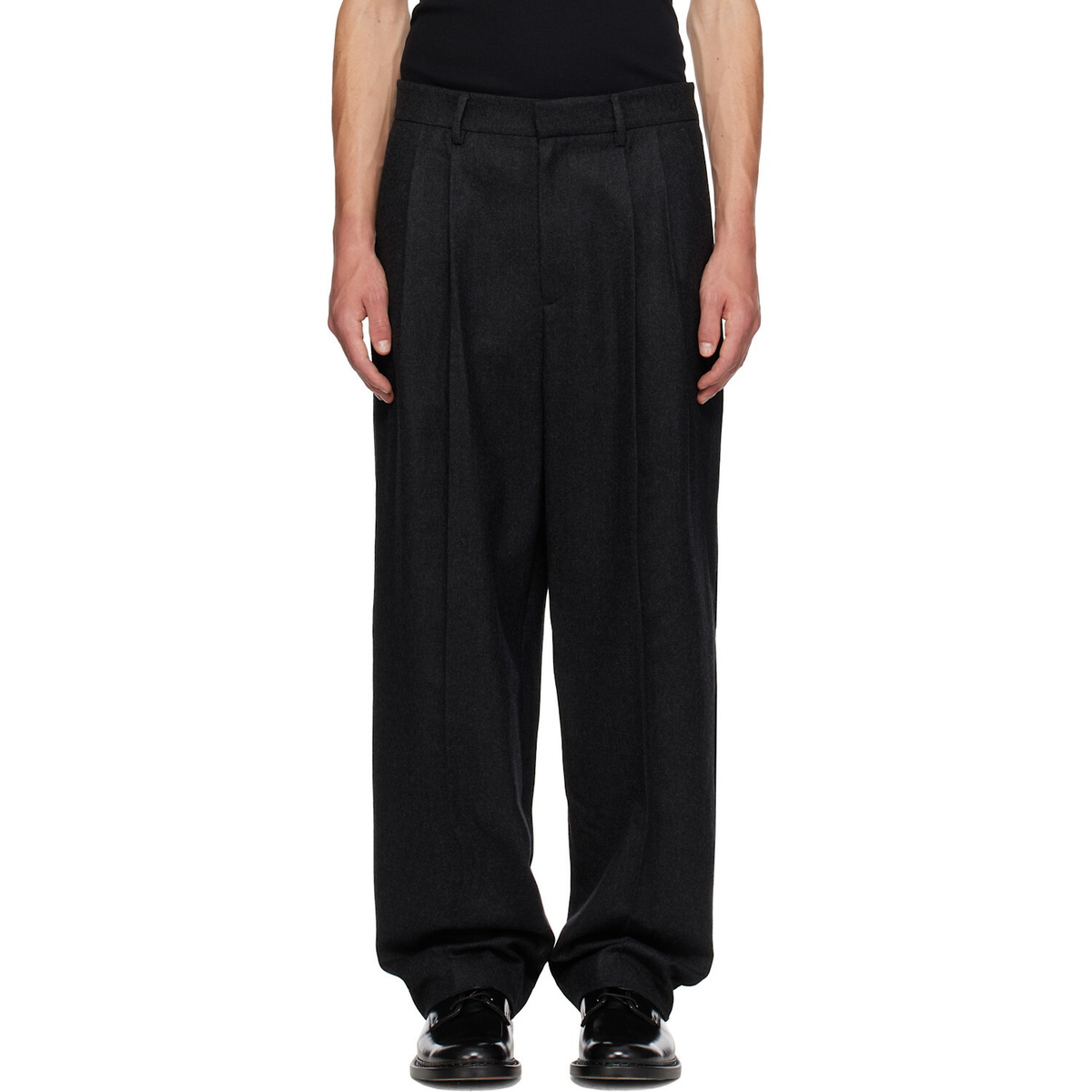 LE17SEPTEMBRE Gray Two-Tuck Wool Trousers