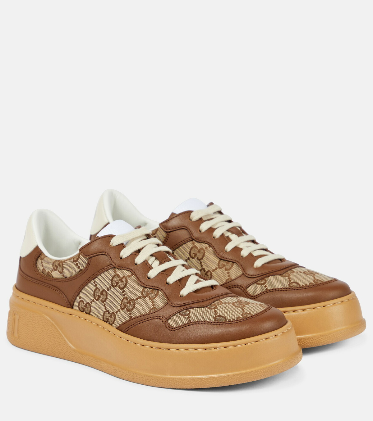 ☆関税込み☆【GUCCI】 GG canvas leather-trimmed sneakers Gucci - GG Canvas leather-trimmed sneakers Gucci