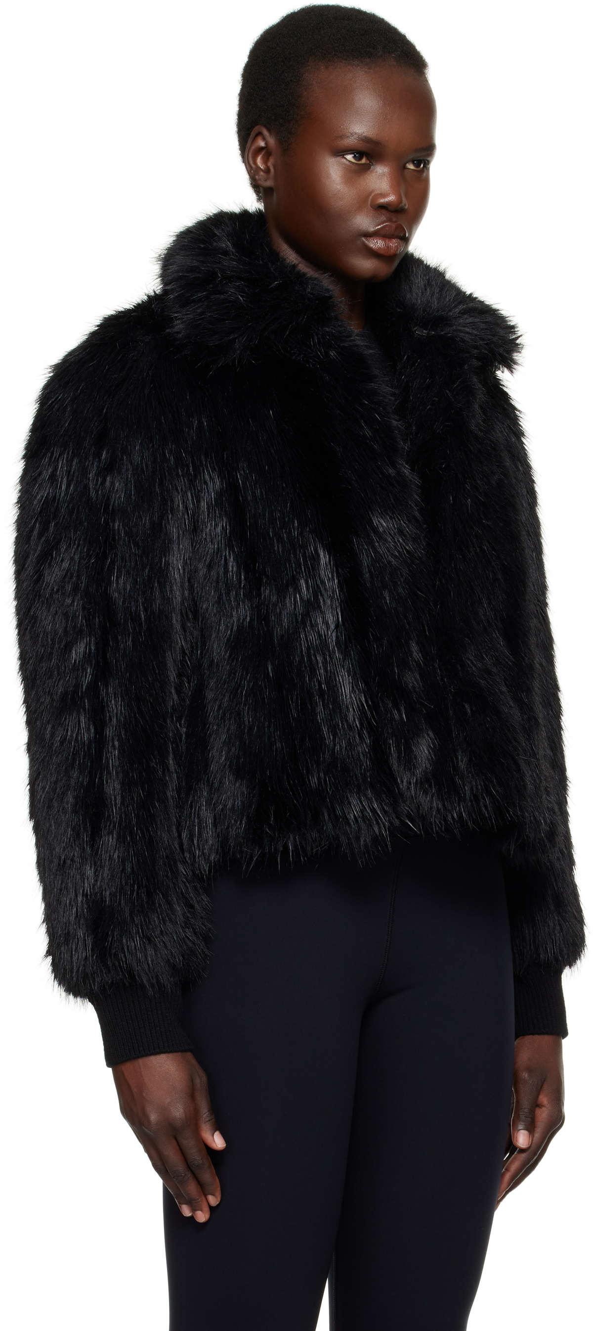 Balenciaga Black Shrunk Faux-Fur Jacket
