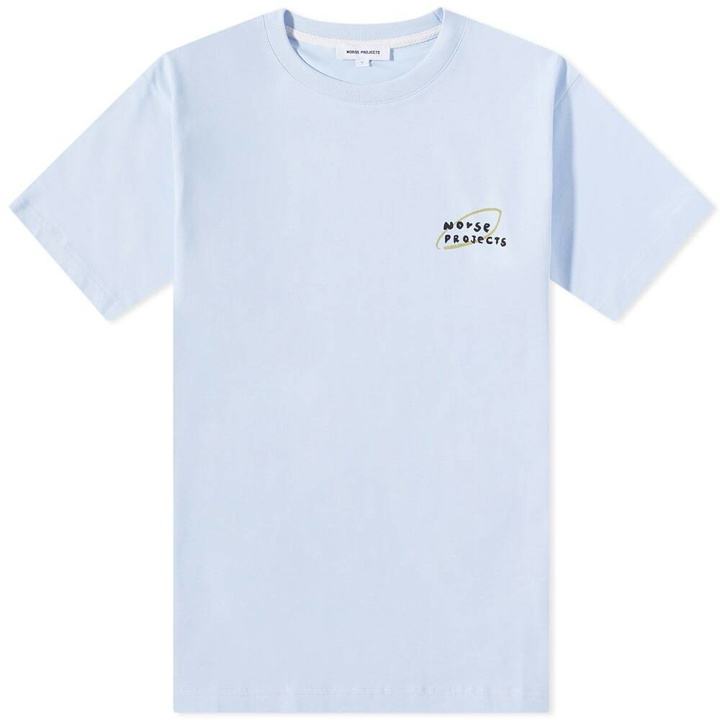 Photo: Norse Projects Men's Johannes Norse x Mayumi Logo T-Shirt in Sky Blue