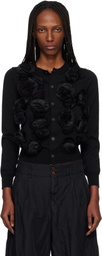 Comme des Garçons Comme des Garçons Black Lambswool Jersey X Flower Embroidery Cardigan