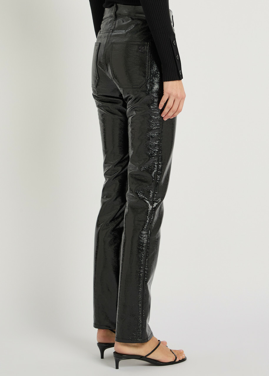 Courrèges Reedition Crinkled Vinyl Trousers Black
