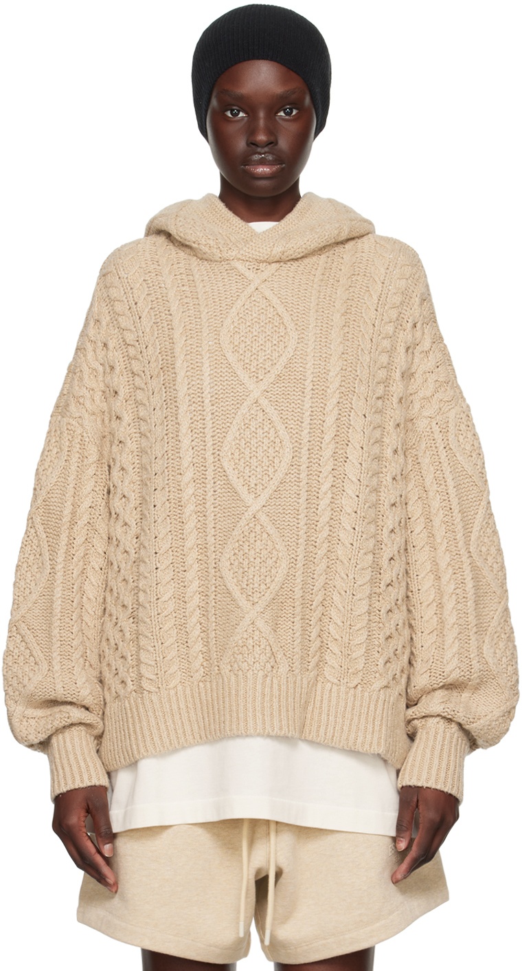 Fear of God ESSENTIALS Beige Cable Hoodie Fear Of God Essentials