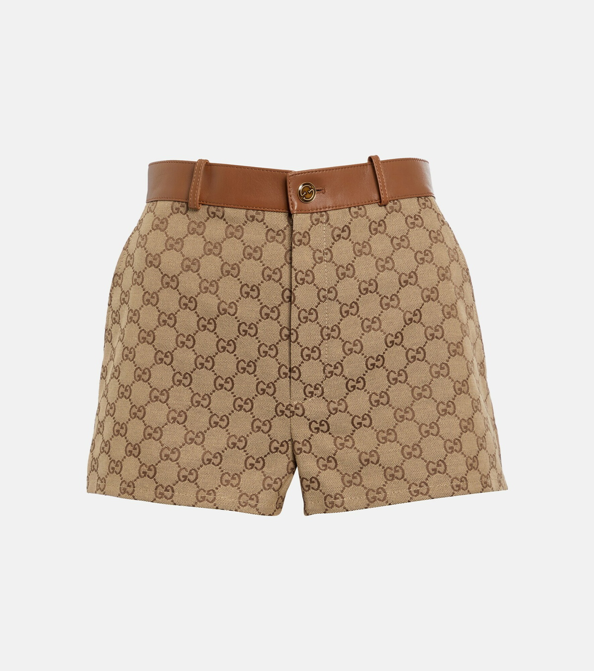 Gucci - GG Supreme leather-trimmed shorts Gucci