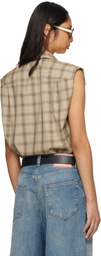Acne Studios Beige Check Button-Up Vest