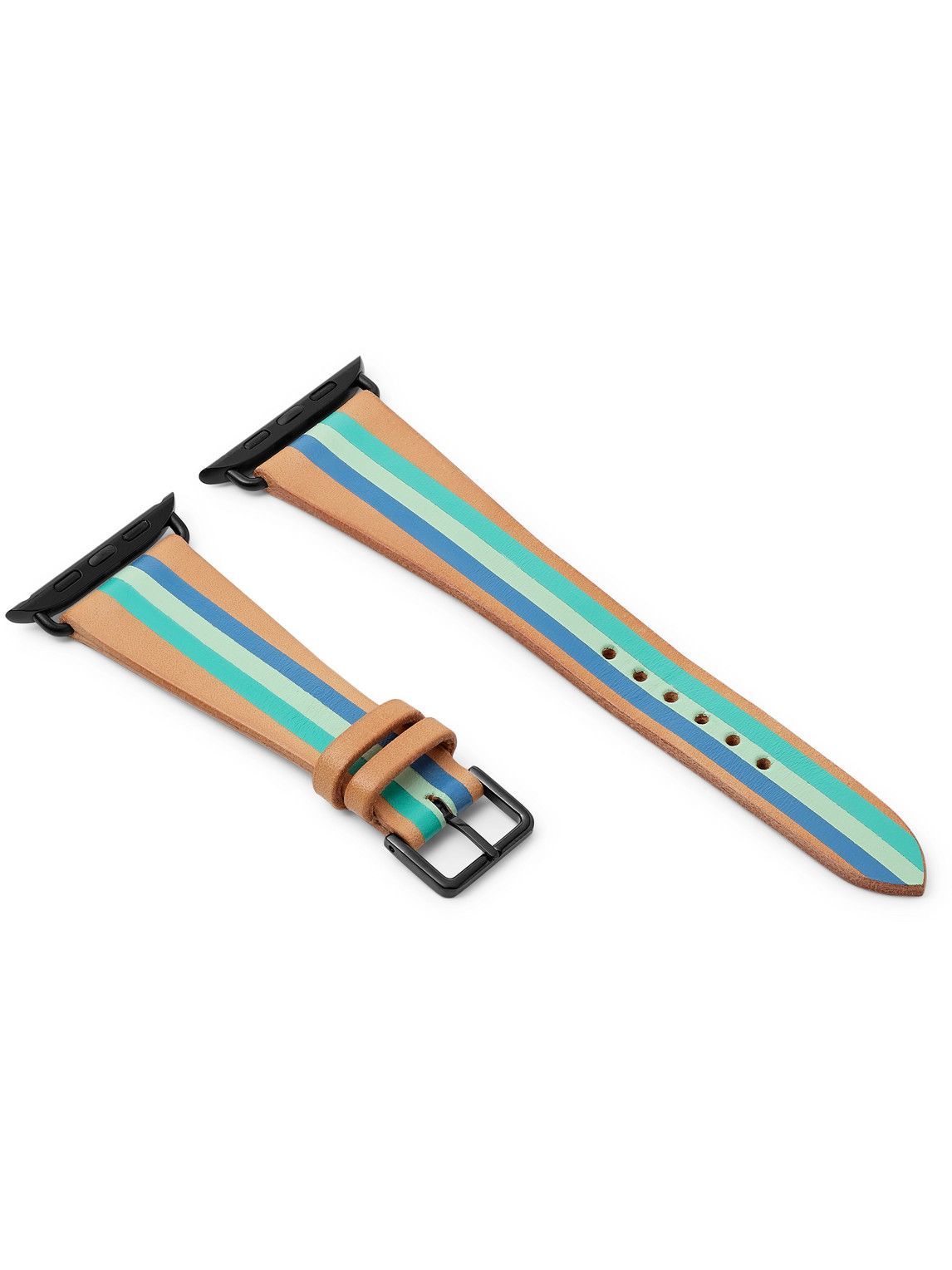 laCalifornienne - Aquamarine Striped Leather Watch Strap