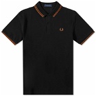 Fred Perry Authentic Men's Slim Fit Twin Tipped Polo Shirt in Black/Nut Flake