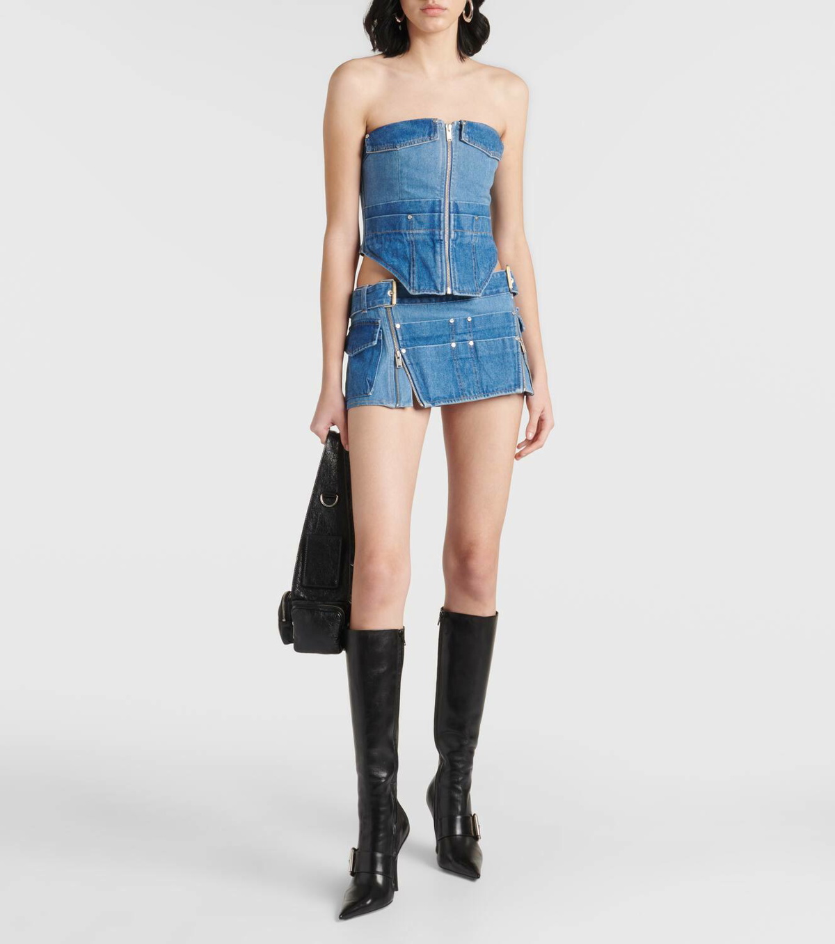 Workwear cotton corset top in black - Dion Lee