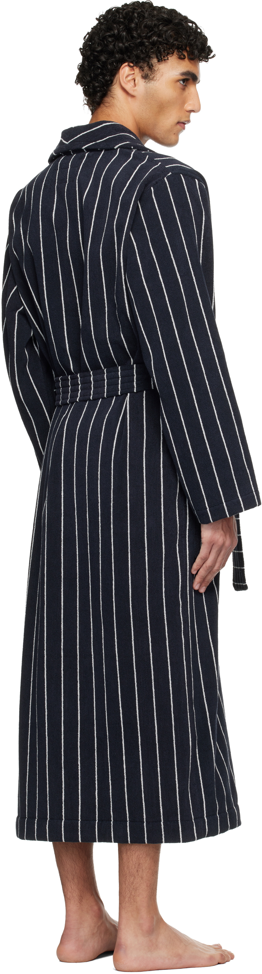 Tekla Navy & White Terry Classic Bathrobe