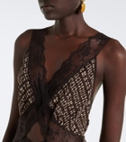 SIR Astrid lace-trimmed printed gown