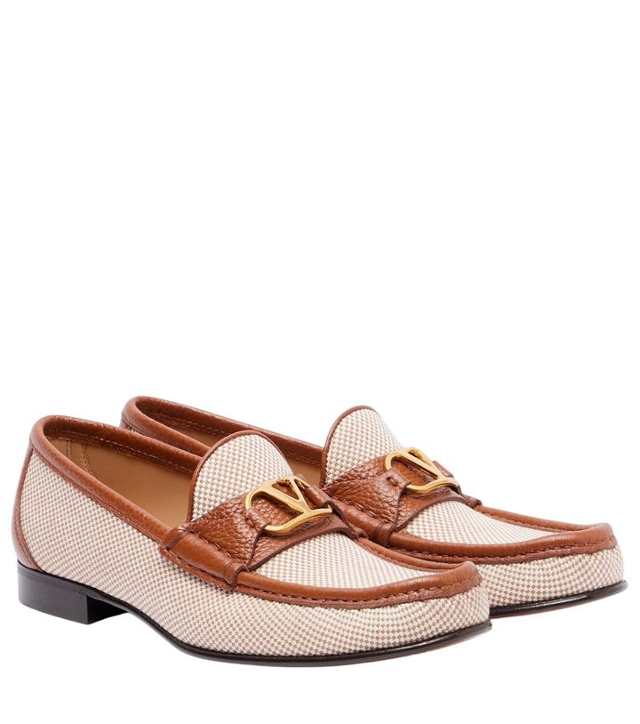 Photo: Valentino Garavani VLogo leather-trimmed canvas loafers