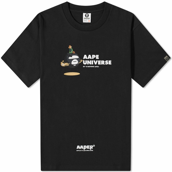 Photo: Men's AAPE Aaper Universe Camo T-Shirt in Black