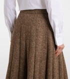 Brunello Cucinelli Pleated wool-blend tweed midi skirt