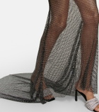 Giuseppe di Morabito Crystal-embellished mesh maxi skirt