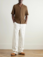 Séfr - Suneham Camp-Collar Pointelle-Knit Organic Cotton-Blend Shirt - Brown