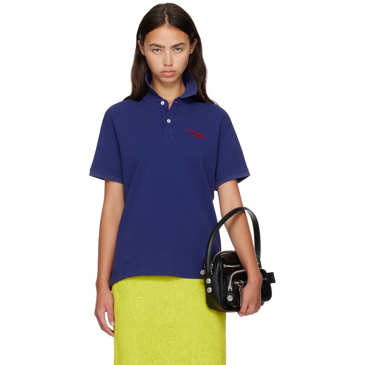 Acne Studios Navy Embroidered-Logo Polo