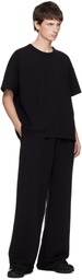 Les Tien Black Lightweight Binded Neck Oversized T-shirt