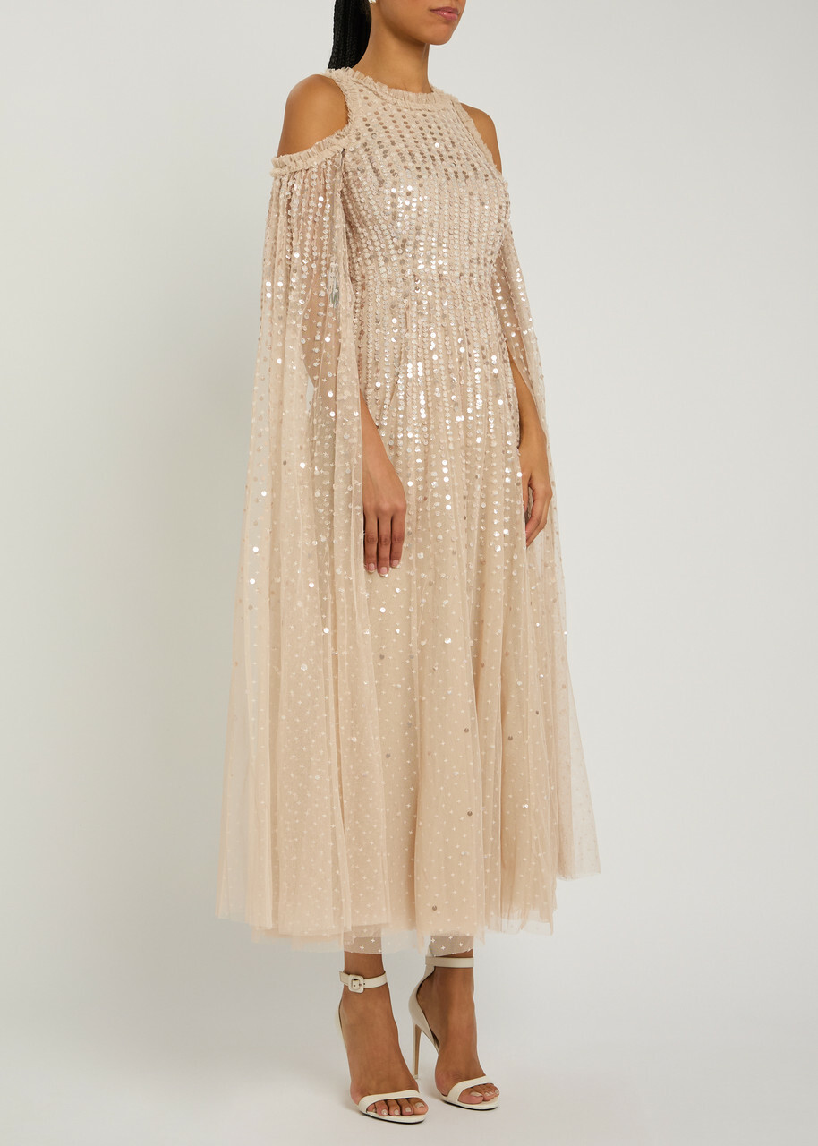 Needle & Thread Moonlight Sequin-embellished Tulle Gown Light Pink
