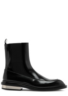 Jil Sander Glossed Leather Chelsea Boots Black