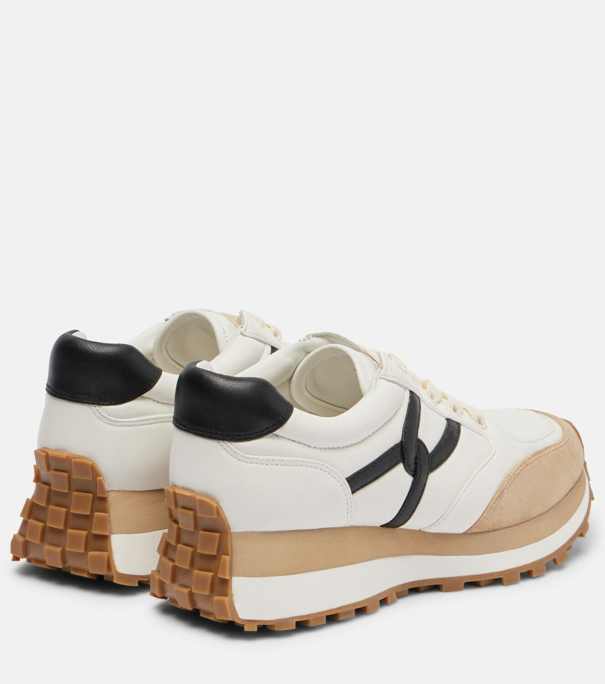 Veronica Beard Valentina suede-trimmed leather sneakers
