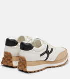 Veronica Beard Valentina suede-trimmed leather sneakers