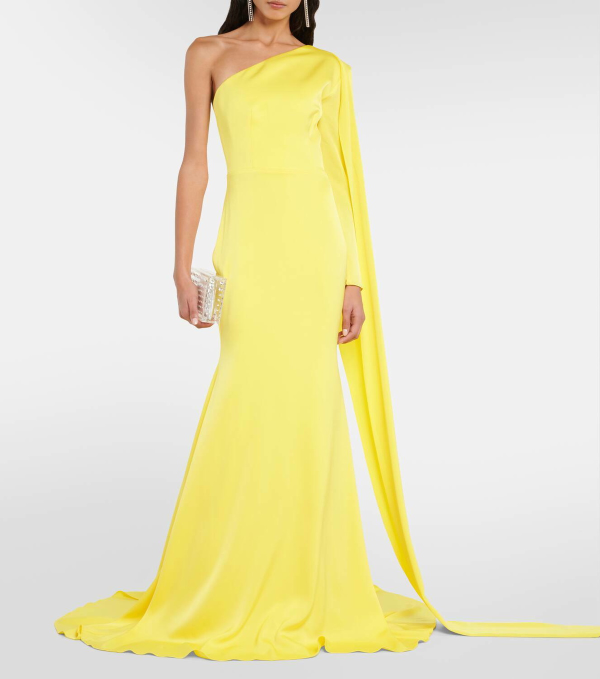 Alex Perry Caped one-shoulder satin gown