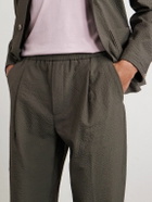 Altea - Straight-Leg Pleated Wool-Blend Seersucker Trousers - Green