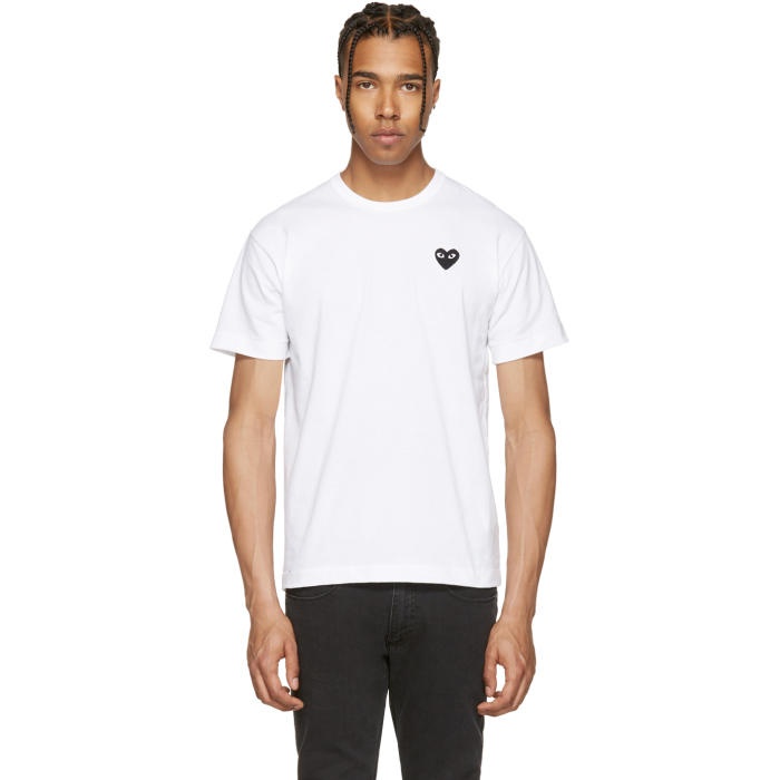Photo: Comme des GarÃ§ons Play White and Black Heart Patch T-Shirt