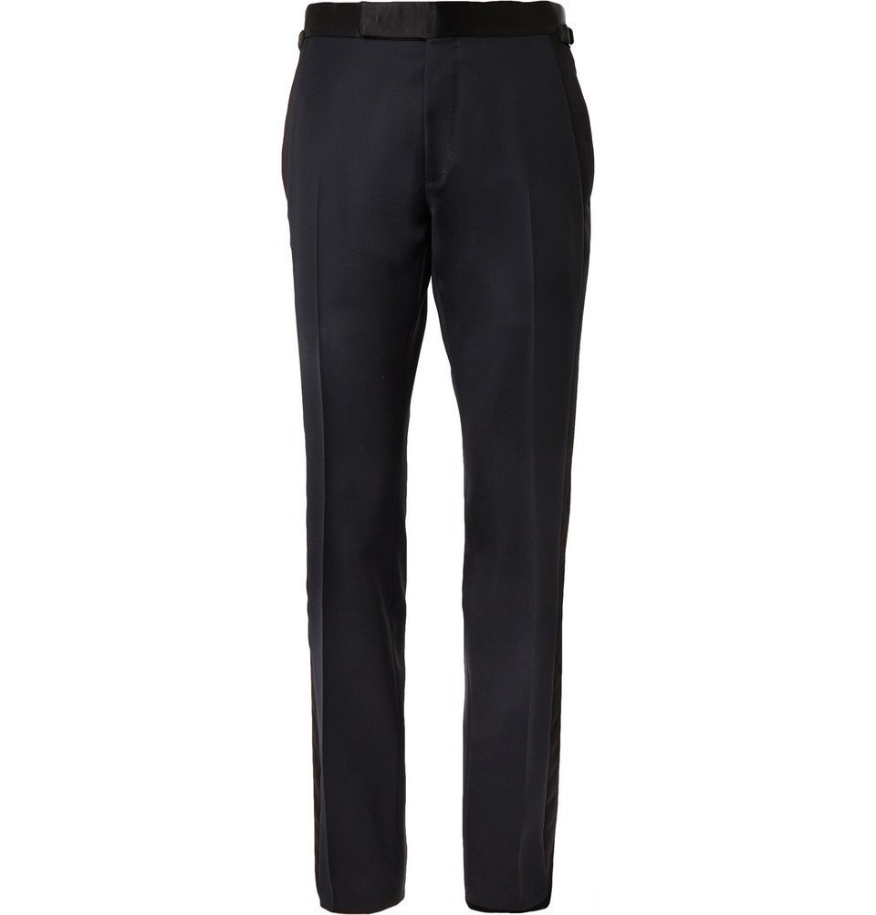 TOM FORD Straight-Leg Grain de Poudre Wool and Mohair-Blend Tuxedo Trousers  for Men