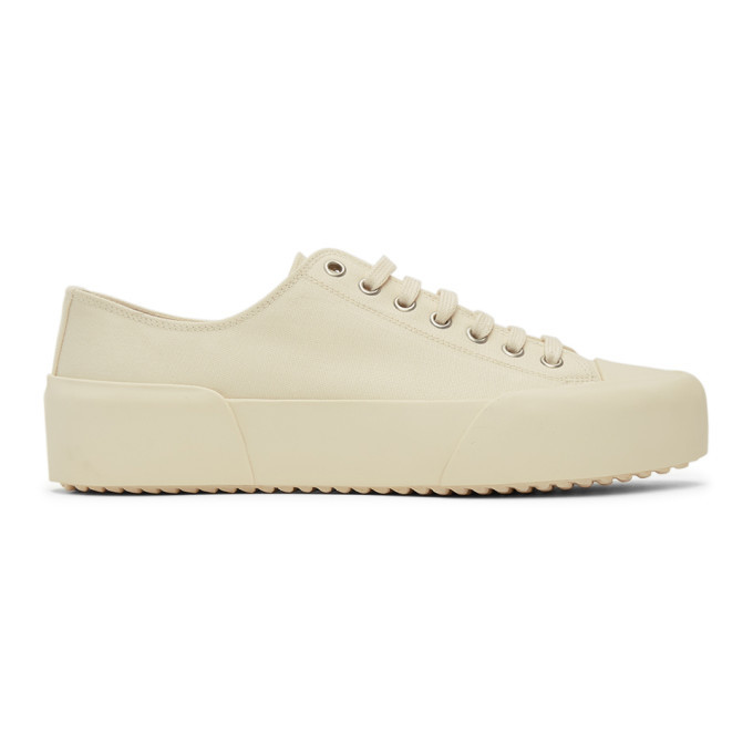 Photo: Jil Sander Off-White Canvas Sneakers