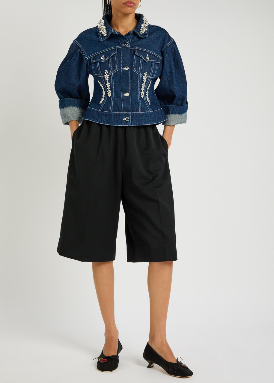 Simone Rocha Sculpted Crystal-embellished Denim Jacket