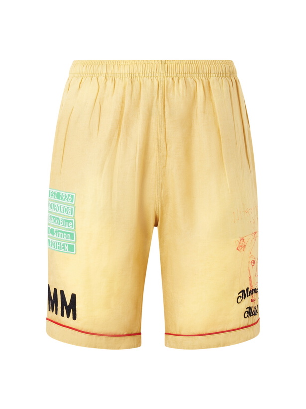 Photo: Paly Hollywood - Montauk Embroidered Printed Corduroy-Linen Shorts - Yellow