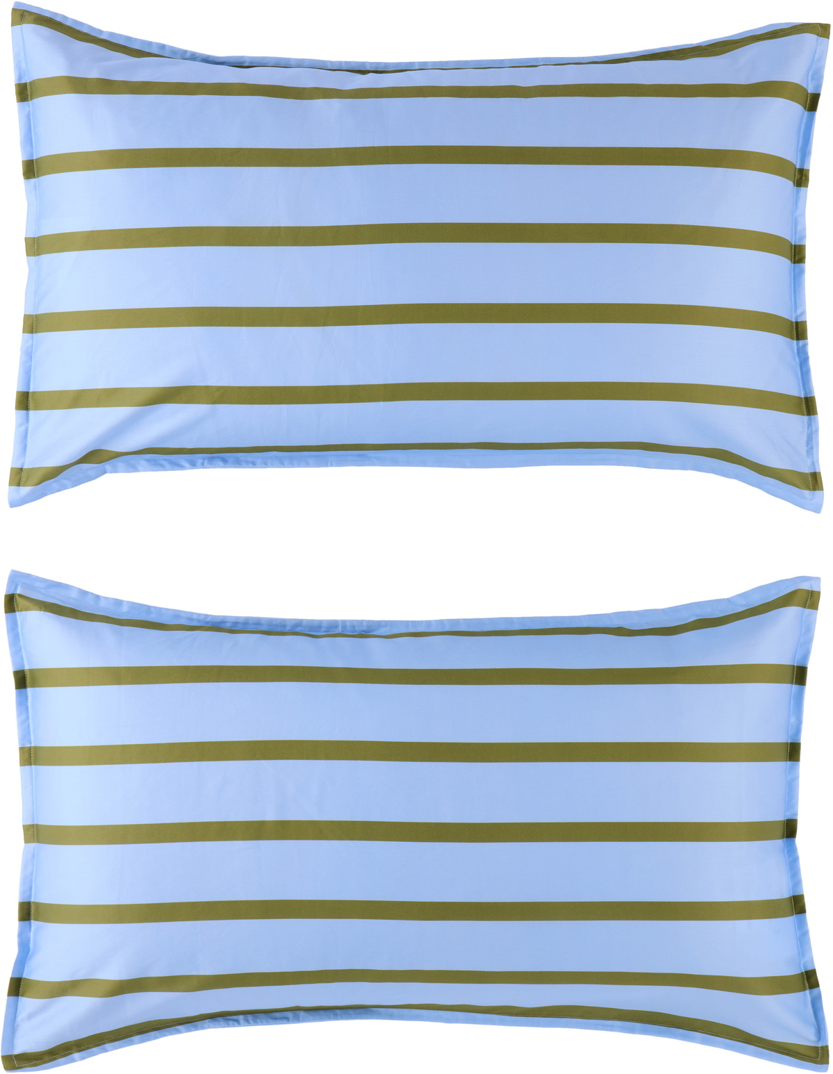 Dusen Dusen Blue & Khaki Cornflower Stripe Duvet Set, King